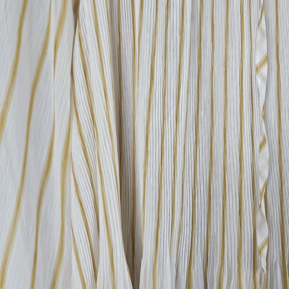 LC Lauren Conrad Pleated Chiffon Shear Marigold and Cream Striped Blouse Large - Picture 7 of 7
